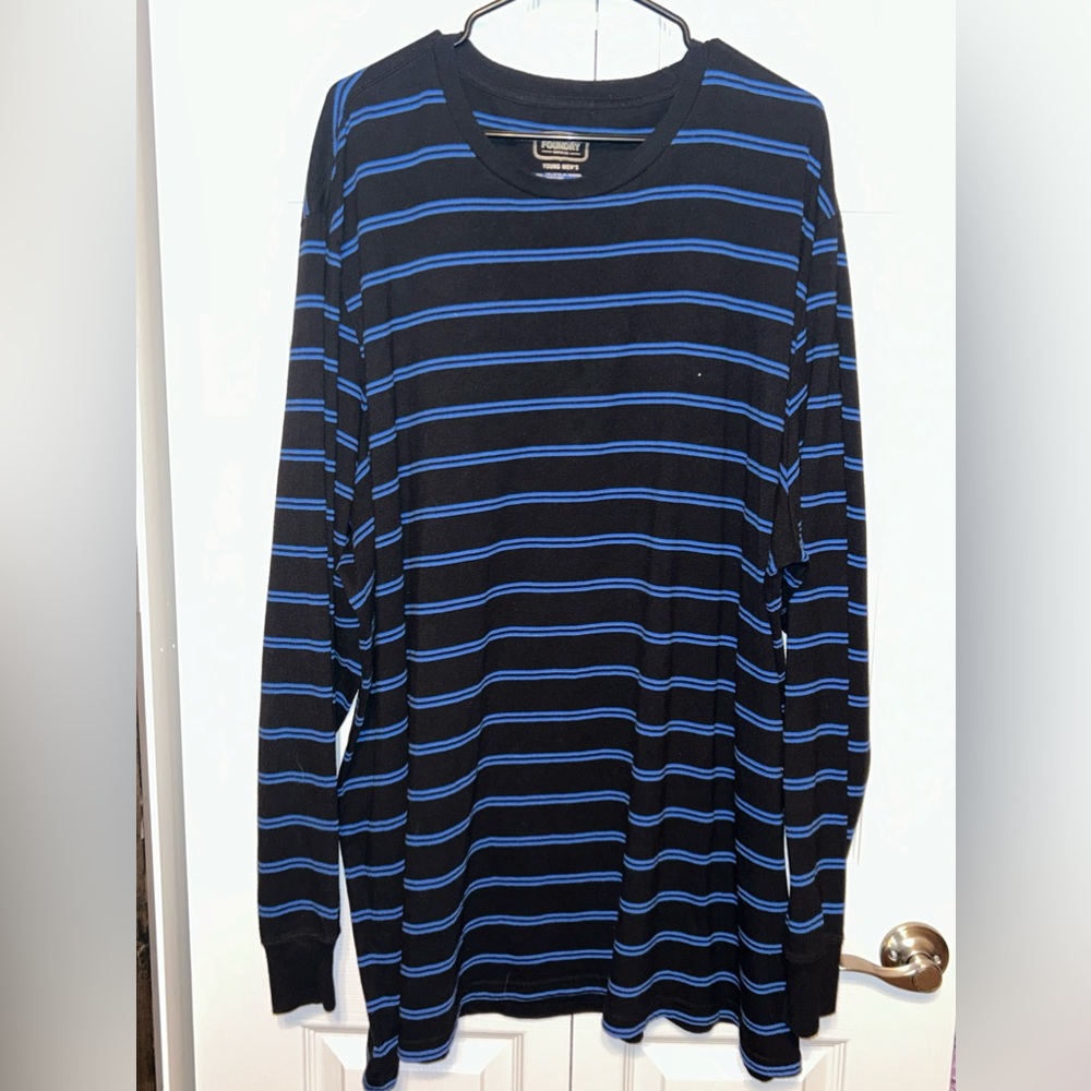 The Foundry Supply Co blue/black long‎ sleeve henley 3XL.